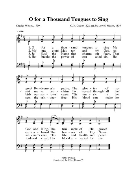 Hymn: O for a thousand tongues to sing .